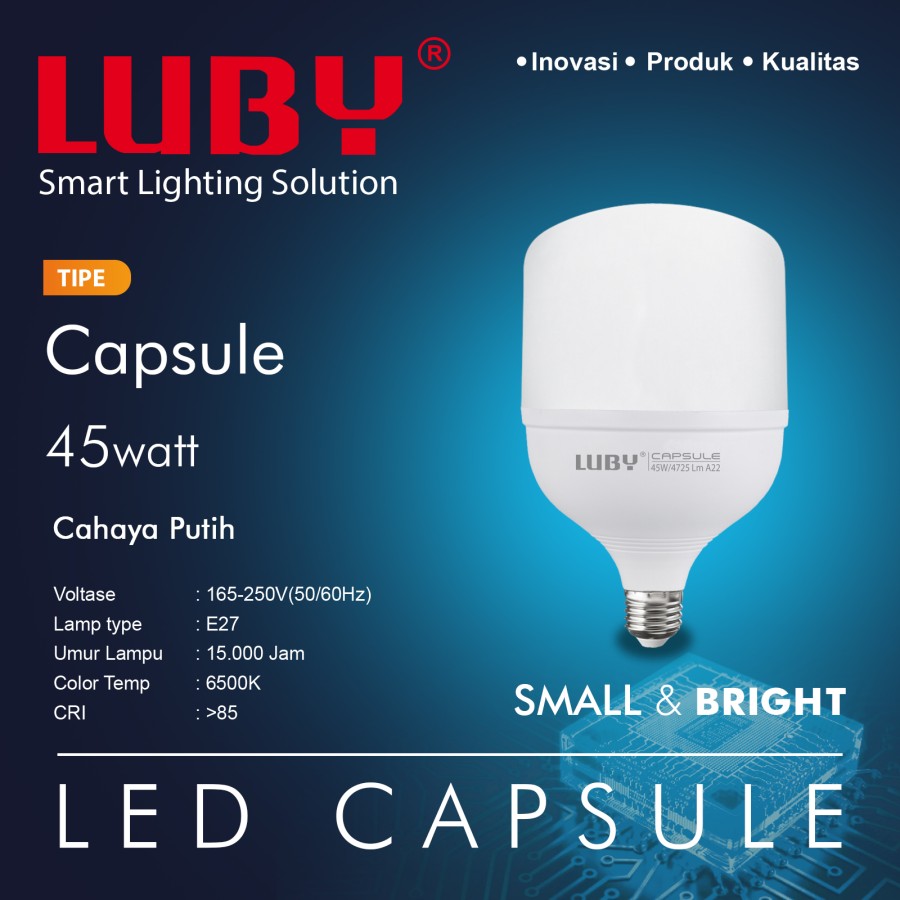 Luby Capsule 45 Watt Bohlam LED Lampu Ru...