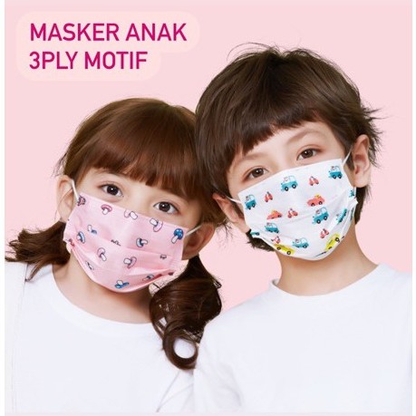 (2 pcs) Masker Anak 3 PLY Cowo - Cewek M...