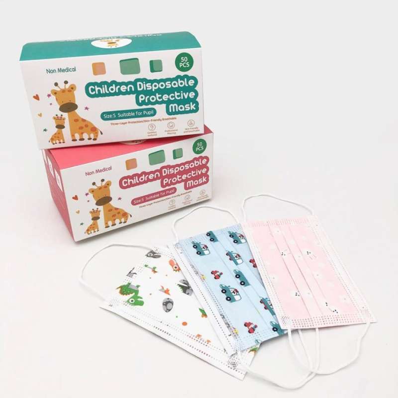 (3 pcs) Masker Anak 3 PLY Cowo - Cewek M...